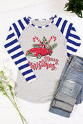 SALE Merry Christmas Truck Candy Cane Striped Sleeve - Adult & Kids T-Shirts, Sweatshirts & Hoodies apparel design preview 1