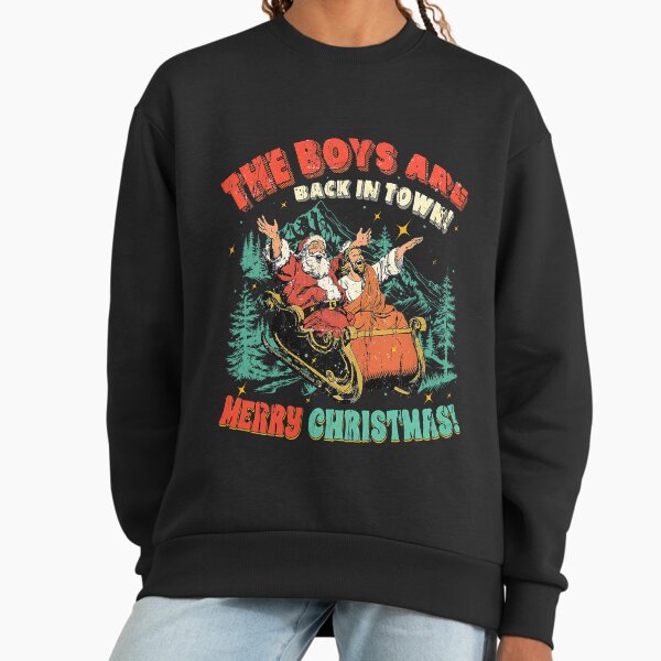 The Boys Are Back In Town Retro Blue Christmas Sleigh - Adult & Kids T-Shirts, Sweatshirts & Hoodies apparel design preview 1