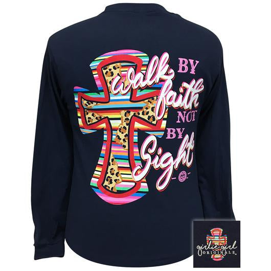 Girlie Girl Originals Walk By Faith Pattern Cross - Adult & Kids T-Shirts, Sweatshirts & Hoodies apparel design preview 1