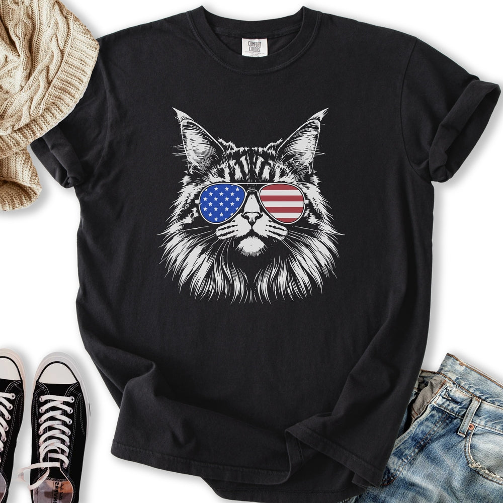 USA Aviator Long Hair Cat - Adult & Kids T-Shirts, Sweatshirts & Hoodies apparel design preview 1