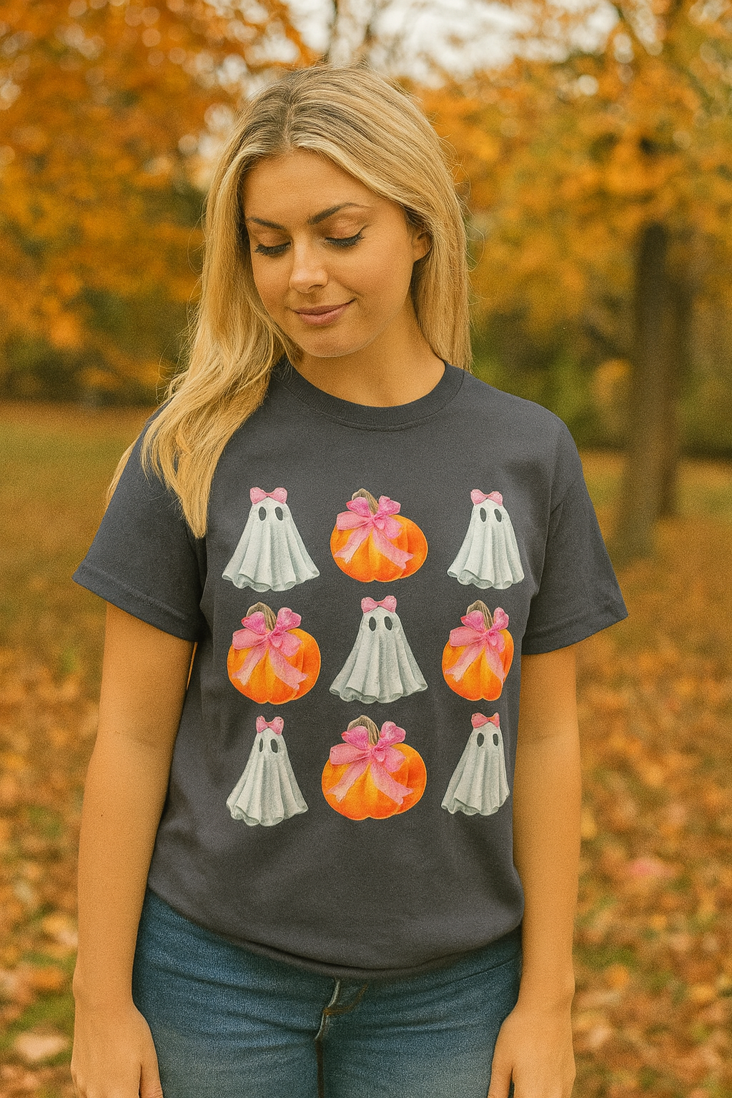 Southern Chics Ghost Pumpkins Fall Canvas - Adult & Kids T-Shirts, Sweatshirts & Hoodies apparel design preview 1