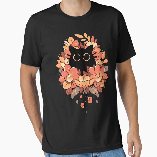 Feline Spy Cute Floral Black Cat - Adult & Kids T-Shirts, Sweatshirts & Hoodies apparel design preview 1