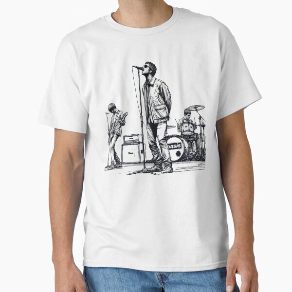 Minimalist Line Art of Oasis Performing Retro Britpop - Adult & Kids T-Shirts, Sweatshirts & Hoodies apparel design preview 1