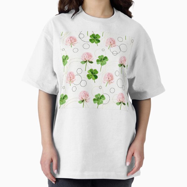 Modern Pink Clover and Geometric Gold Lines - Adult & Kids T-Shirts, Sweatshirts & Hoodies apparel design preview 1