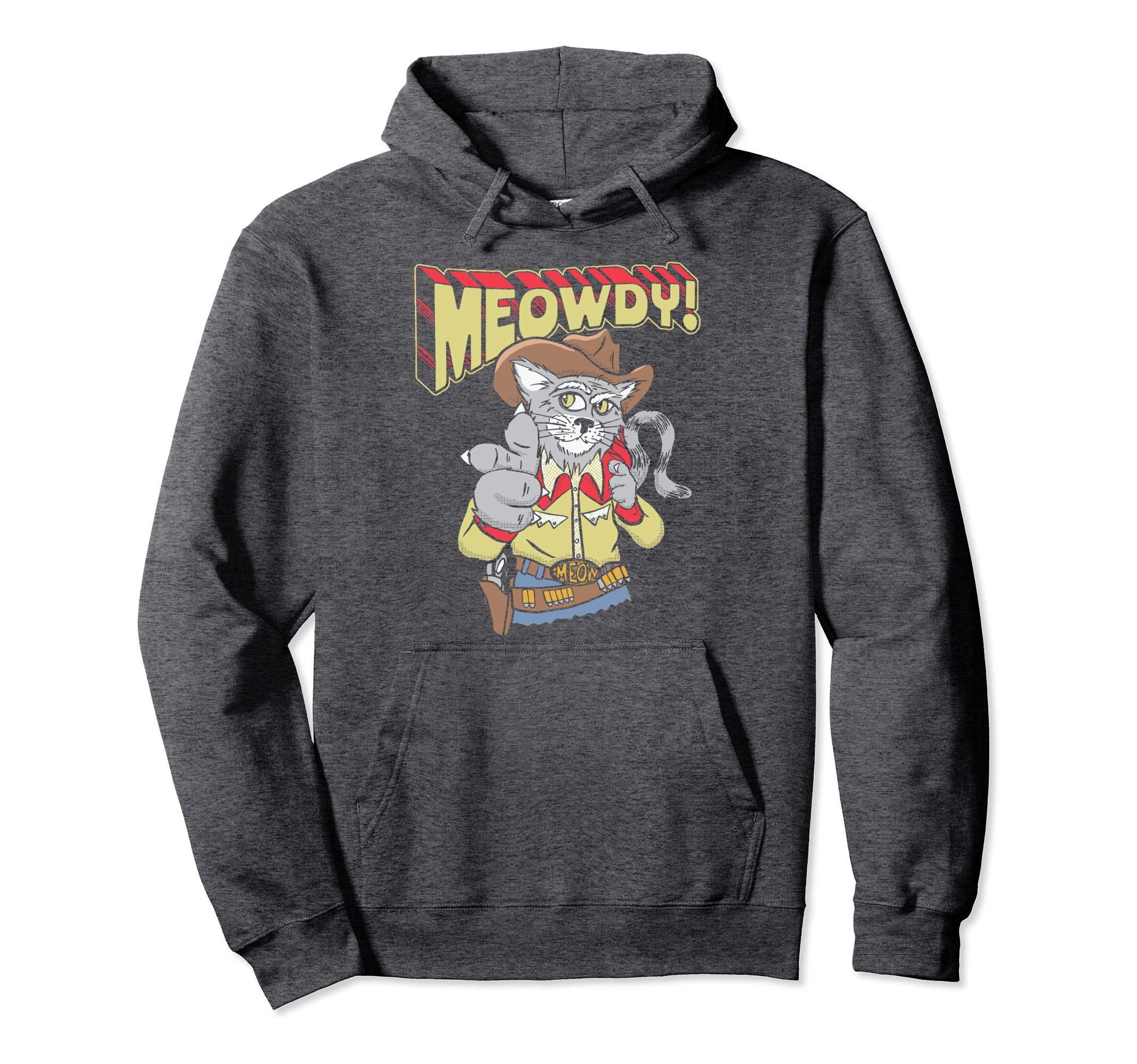 Meowy Partner Funny Cowboy Cat Western Hoodie - Novelty Apparel for Adults - T-Shirt, Sweatshirt, Hoodie