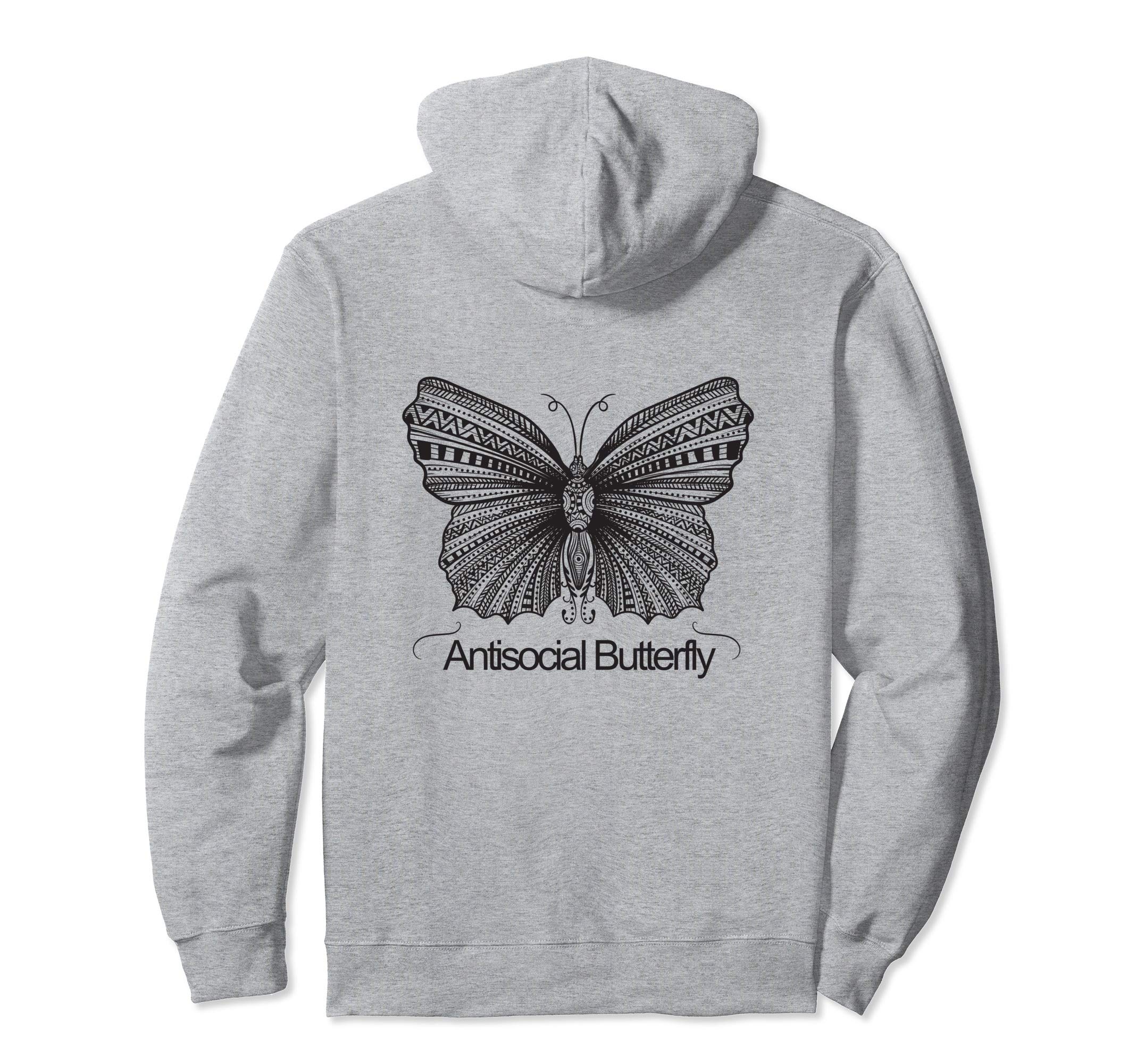 Antisocial Butterfly Funny Black And Hoodie - Minimalist Print for Adults - T-Shirt, Sweatshirt, Hoodie