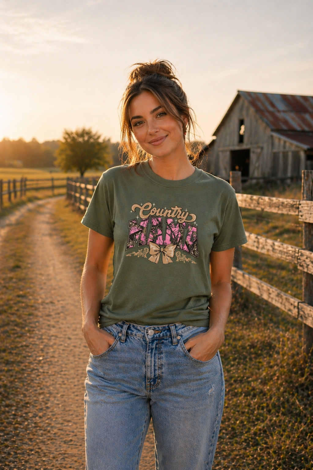 Southern Couture Soft Camo Country Mama Bow - Adult & Kids T-Shirts, Sweatshirts & Hoodies apparel design preview 1