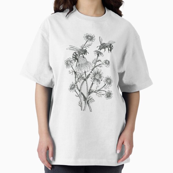 Bees and chamomile on offwhite background - Adult & Kids T-Shirts, Sweatshirts & Hoodies apparel design preview 1