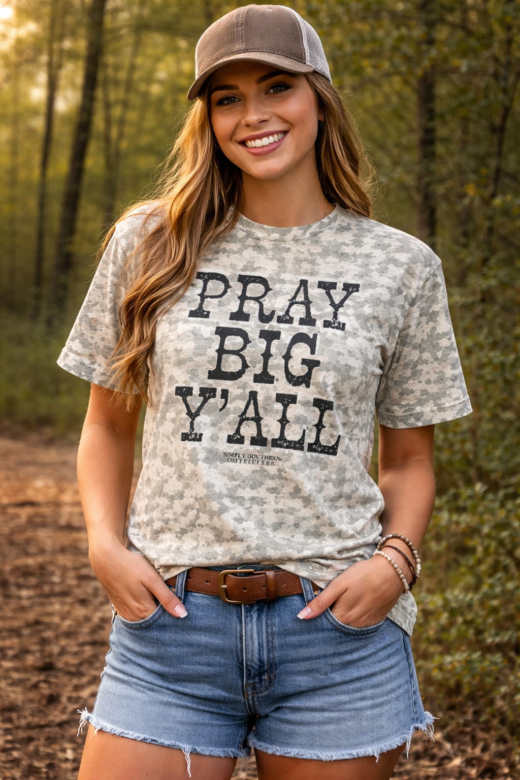 Simply Southern Pray Big Solid Camo - Adult & Kids T-Shirts, Sweatshirts & Hoodies apparel design preview 1