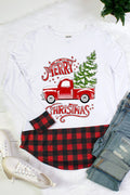 Merry Christmas Truck Plaid Hem Cuff - Adult & Kids T-Shirts, Sweatshirts & Hoodies apparel design preview 1