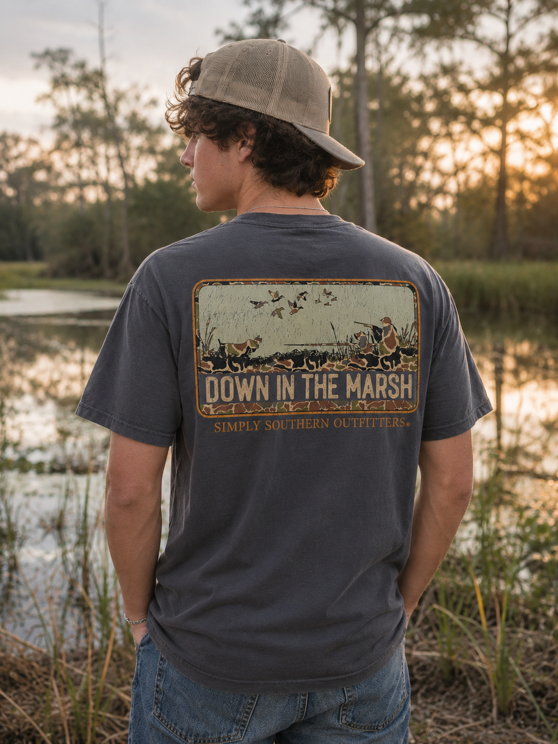 Simply Southern Down Camo Hunt Mineral Washed - Adult & Kids T-Shirts, Sweatshirts & Hoodies apparel design preview 1