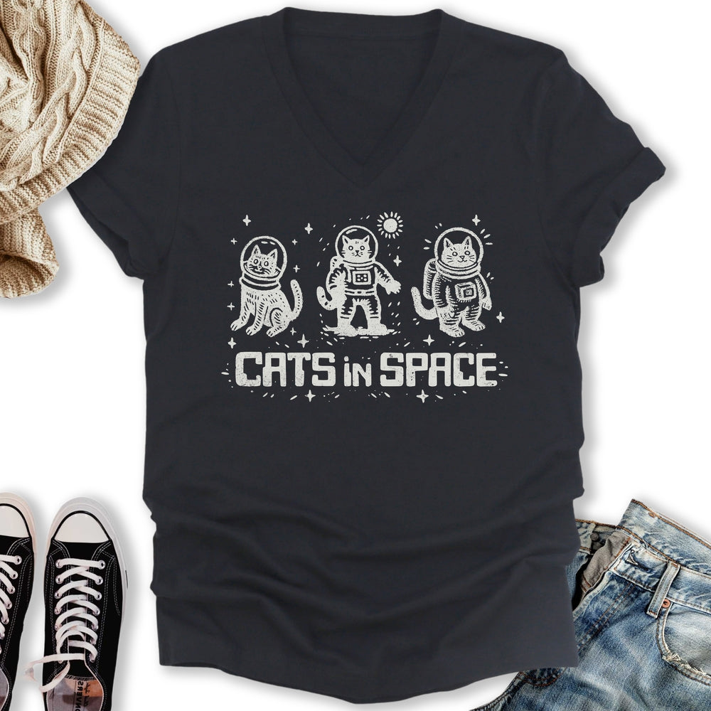 Cats In Space V-Neck - Adult & Kids T-Shirts, Sweatshirts & Hoodies apparel design preview 2