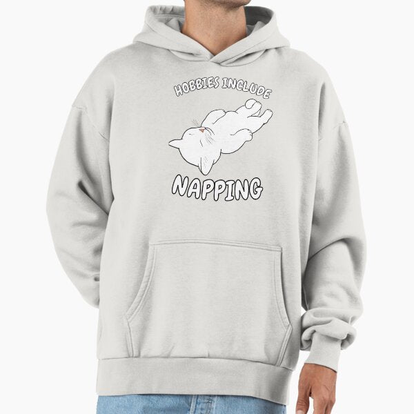 Hobbies Include Napping Sleeping White Cat - Adult & Kids T-Shirts, Sweatshirts & Hoodies apparel design preview 1