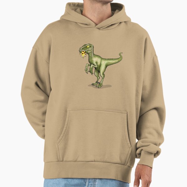 Raptor dinosaur eating pizza slice - Adult & Kids T-Shirts, Sweatshirts & Hoodies apparel design preview 1