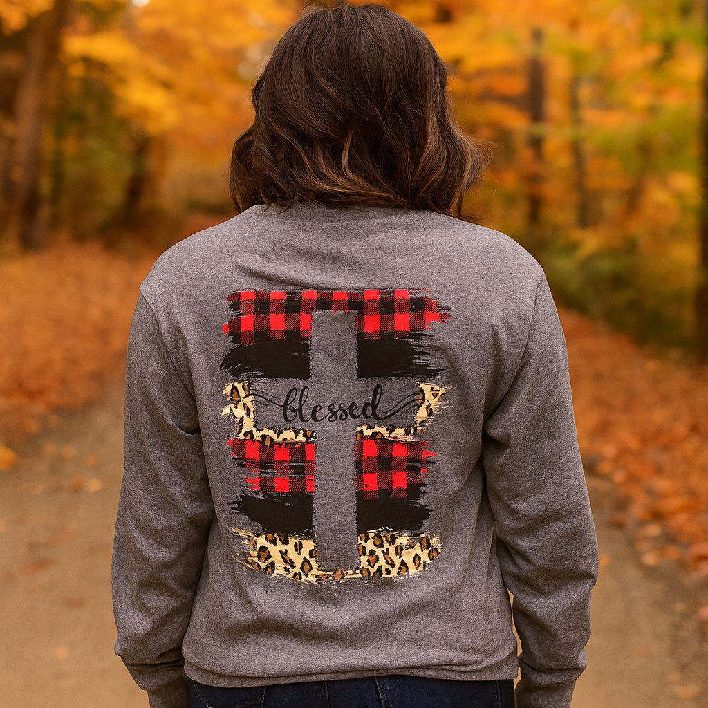 Girlie Girl Originals Blessed Patterns Cross - Adult & Kids T-Shirts, Sweatshirts & Hoodies apparel design preview 1
