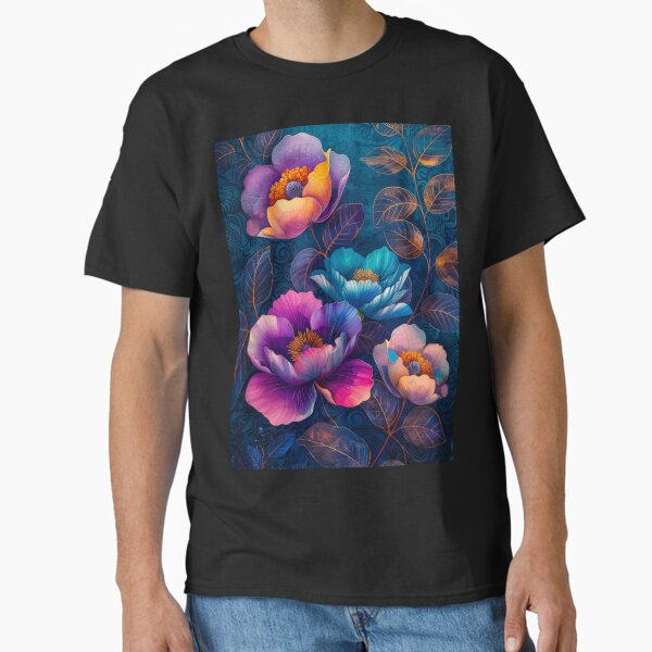 Colorful Floral Design on Dark Background - Adult & Kids T-Shirts, Sweatshirts & Hoodies apparel design preview 1