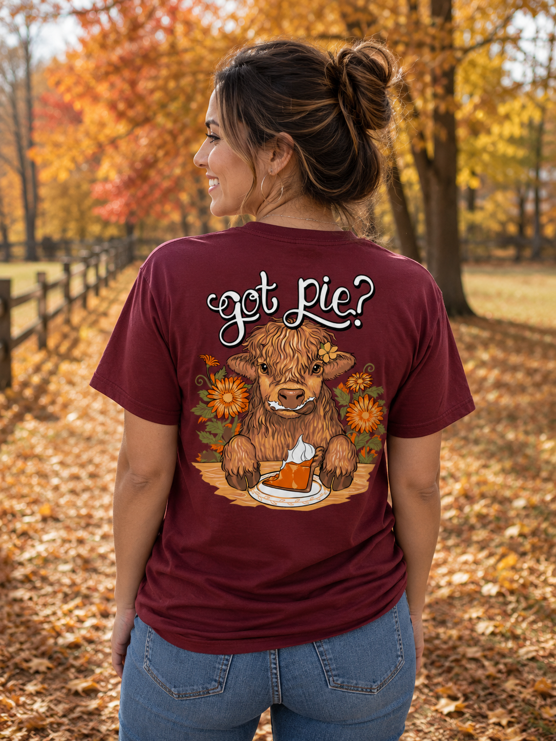 Southern Attitude Got Pie Cow Fall - Adult & Kids T-Shirts, Sweatshirts & Hoodies apparel design preview 1