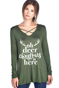 SALE Oh Deer Christmas is Here Holiday Criss Cross - Adult & Kids T-Shirts, Sweatshirts & Hoodies apparel design preview 1