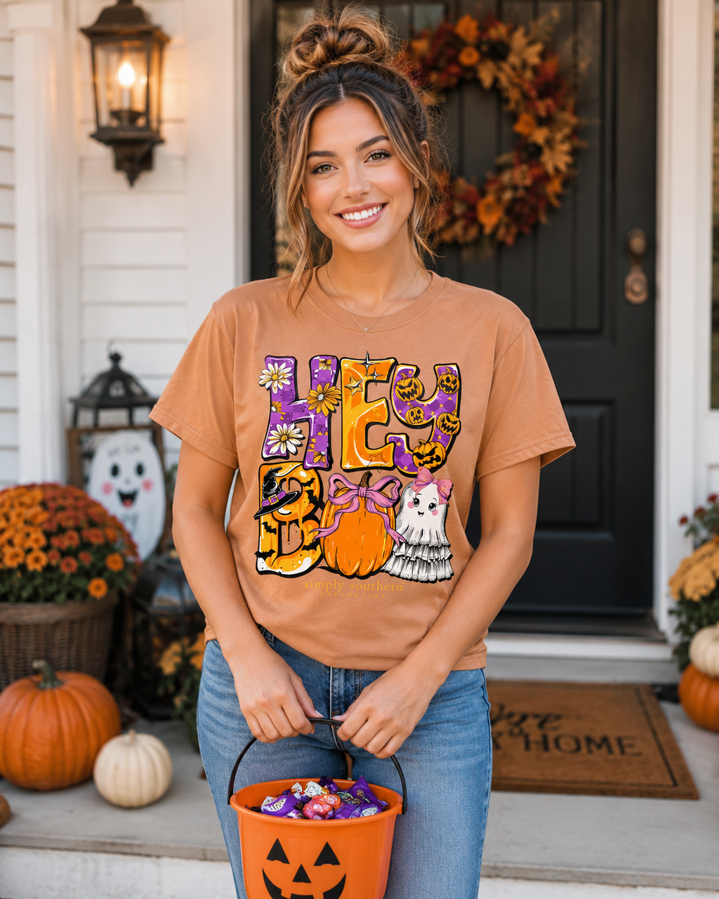 Simply Southern Hey Boo Ghost Fall - Adult & Kids T-Shirts, Sweatshirts & Hoodies apparel design preview 1