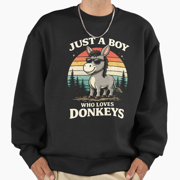 Just A Boy Who Loves Donkeys - Adult & Kids T-Shirts, Sweatshirts & Hoodies apparel design preview 1