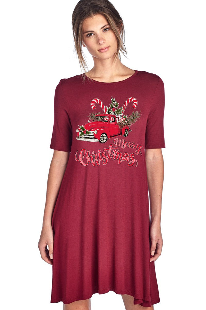 SALE Merry Christmas Truck Holiday Casual Dress - Adult & Kids T-Shirts, Sweatshirts & Hoodies apparel design preview 2