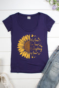 Its Fine I'm Everything is Sunflower Scoop Neck Short - Adult & Kids T-Shirts, Sweatshirts & Hoodies apparel design preview 1
