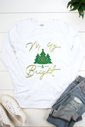 Merry Bright Christmas Tree Cut Out - Adult & Kids T-Shirts, Sweatshirts & Hoodies apparel design preview 1