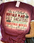 She is Clothed in Buffalo Plaid Christmas Bleached - Adult & Kids T-Shirts, Sweatshirts & Hoodies apparel design preview 1