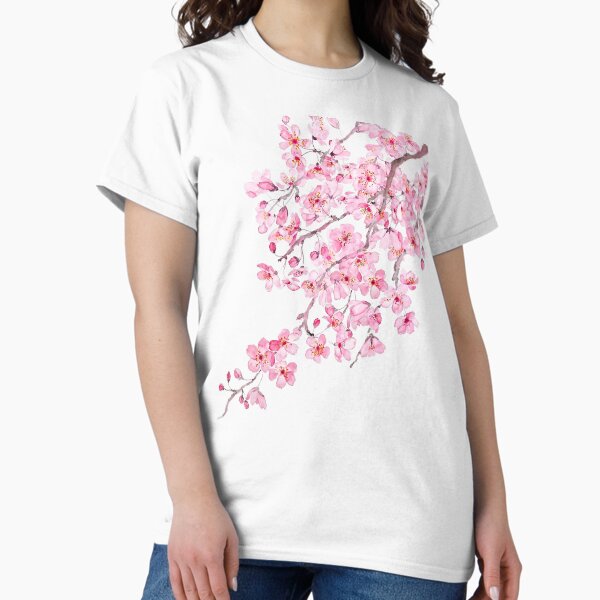 Hand painted pink cherry blossom watercolor 2020 - Adult & Kids T-Shirts, Sweatshirts & Hoodies apparel design preview 1