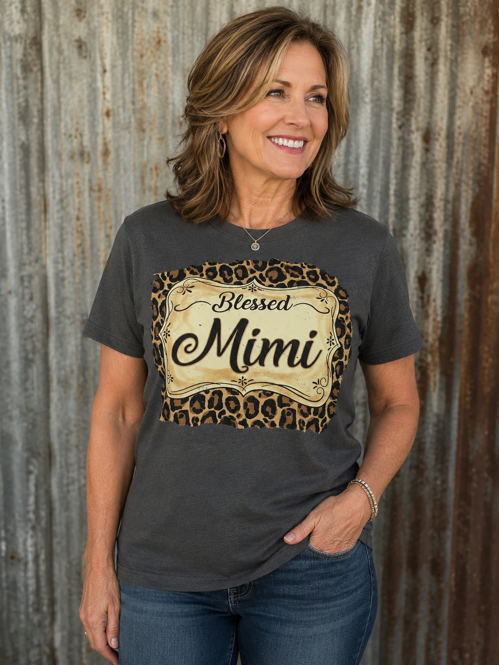 Sassy Frass Blessed Mimi Leopard Front Print Bright - Adult & Kids T-Shirts, Sweatshirts & Hoodies apparel design preview 1