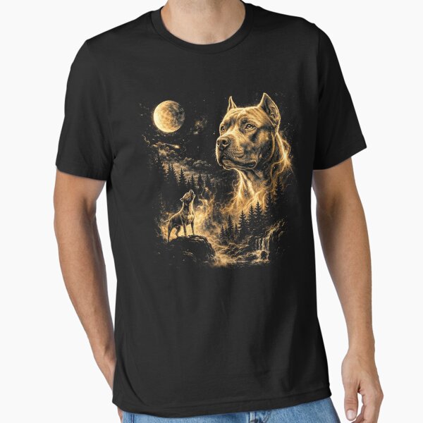 Pitbull Howling At The Moon Wolves Meme Mystic Nature - Adult & Kids T-Shirts, Sweatshirts & Hoodies apparel design preview 1