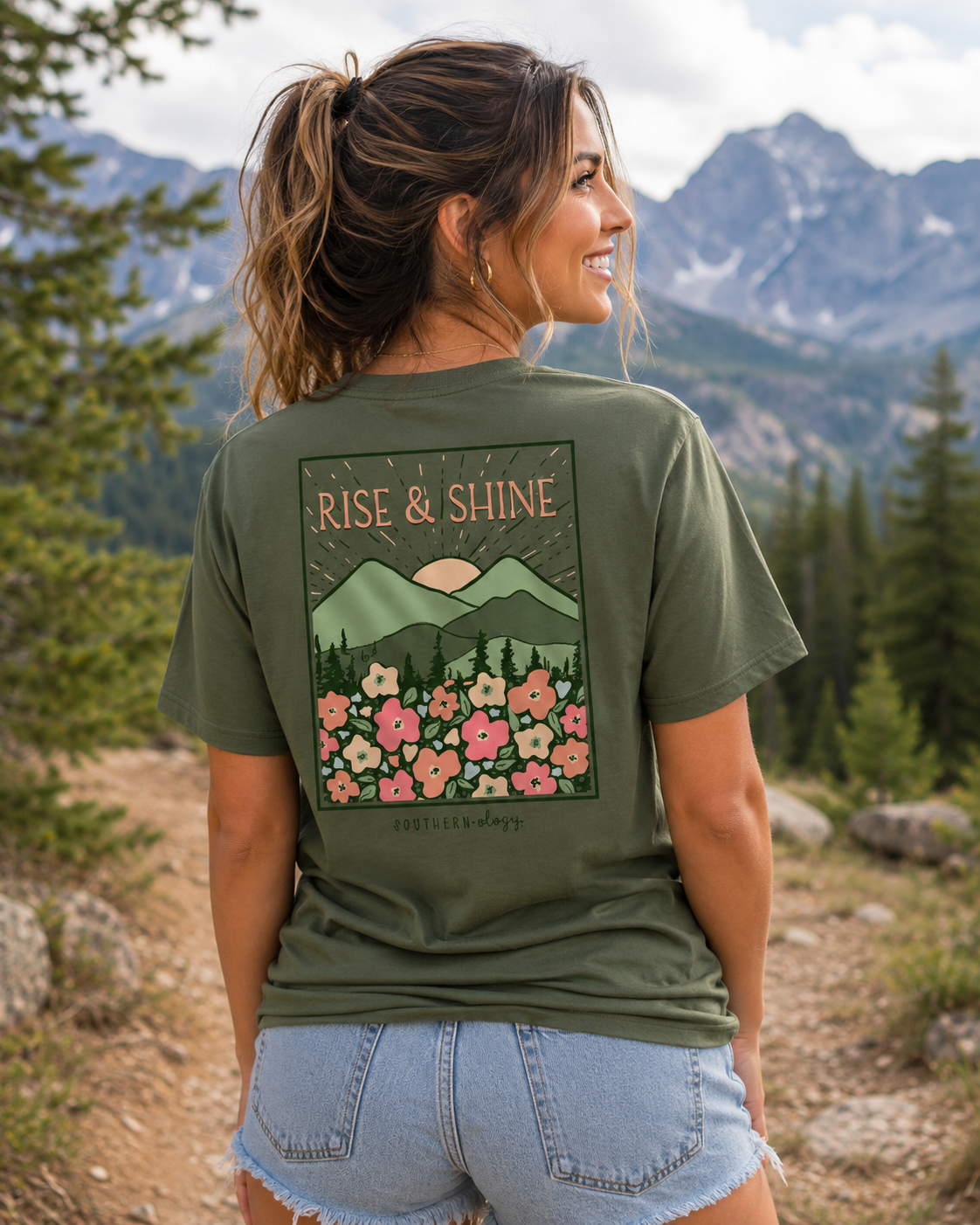 Southernology Mountain Rise and Shine Comfort Colors - Adult & Kids T-Shirts, Sweatshirts & Hoodies apparel design preview 1