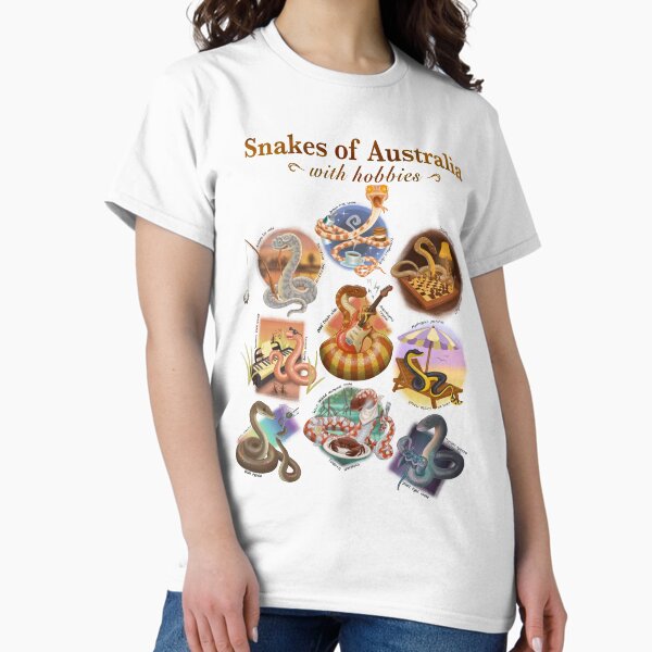 Snakes of Australia with hobbies - Adult & Kids T-Shirts, Sweatshirts & Hoodies apparel design preview 1