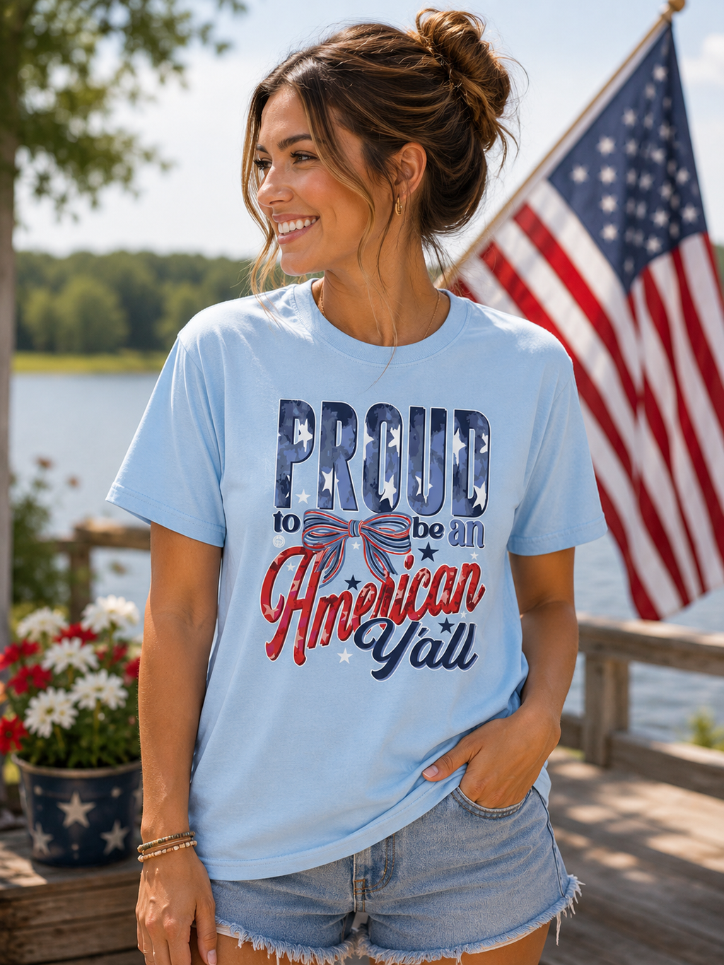 Girlie Girl Originals Proud American Y'all USA - Adult & Kids T-Shirts, Sweatshirts & Hoodies apparel design preview 1