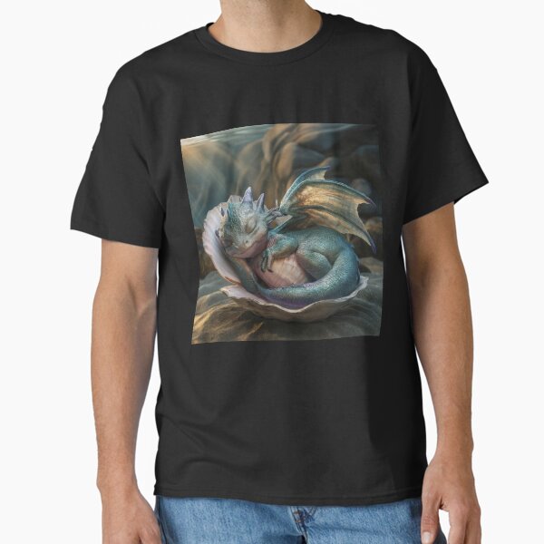 Cute dragon sleeping in a shell on green - Adult & Kids T-Shirts, Sweatshirts & Hoodies apparel design preview 1