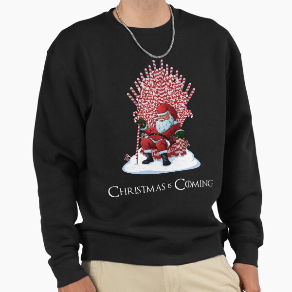 Christmas Is Coming Santa Candy Cane Throne - Adult & Kids T-Shirts, Sweatshirts & Hoodies apparel design preview 1