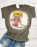 A Little Country Hood Boots Bleached Dye Canvas - Adult & Kids T-Shirts, Sweatshirts & Hoodies apparel design preview 1