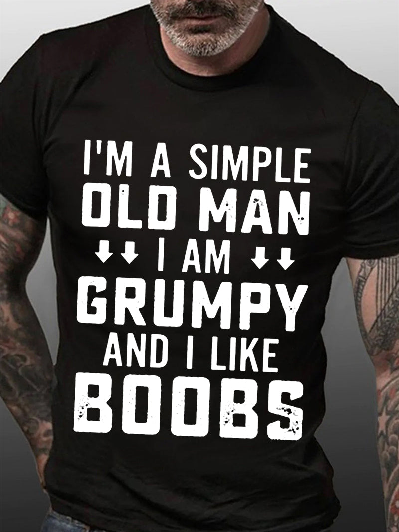 I'm A Simple Old Man Print Men Slogan - Adult & Kids T-Shirts, Sweatshirts & Hoodies apparel design preview 5