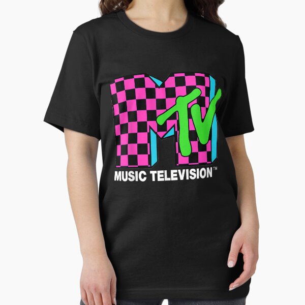 Classic mtv logo pink and blue checker design - Adult & Kids T-Shirts, Sweatshirts & Hoodies apparel design preview 1