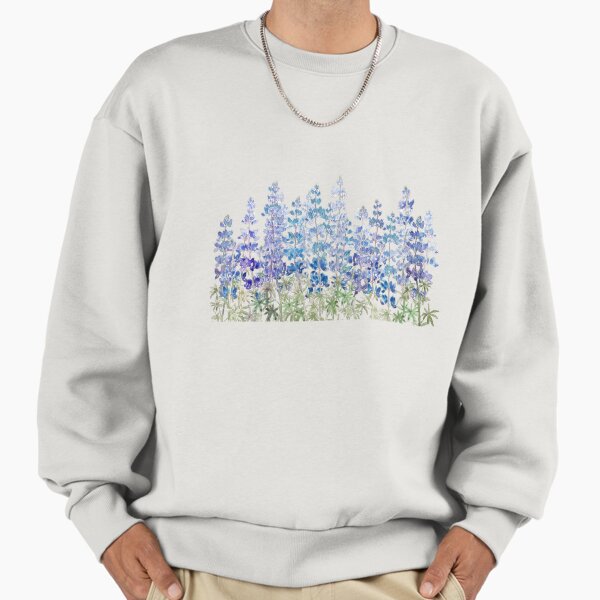Hand painted blue purple lupin flowers field - Adult & Kids T-Shirts, Sweatshirts & Hoodies apparel design preview 1