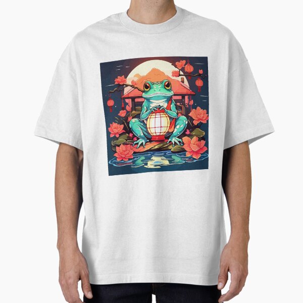 Frog with a Japanese lantern, lotus flower, and - Adult & Kids T-Shirts, Sweatshirts & Hoodies apparel design preview 1
