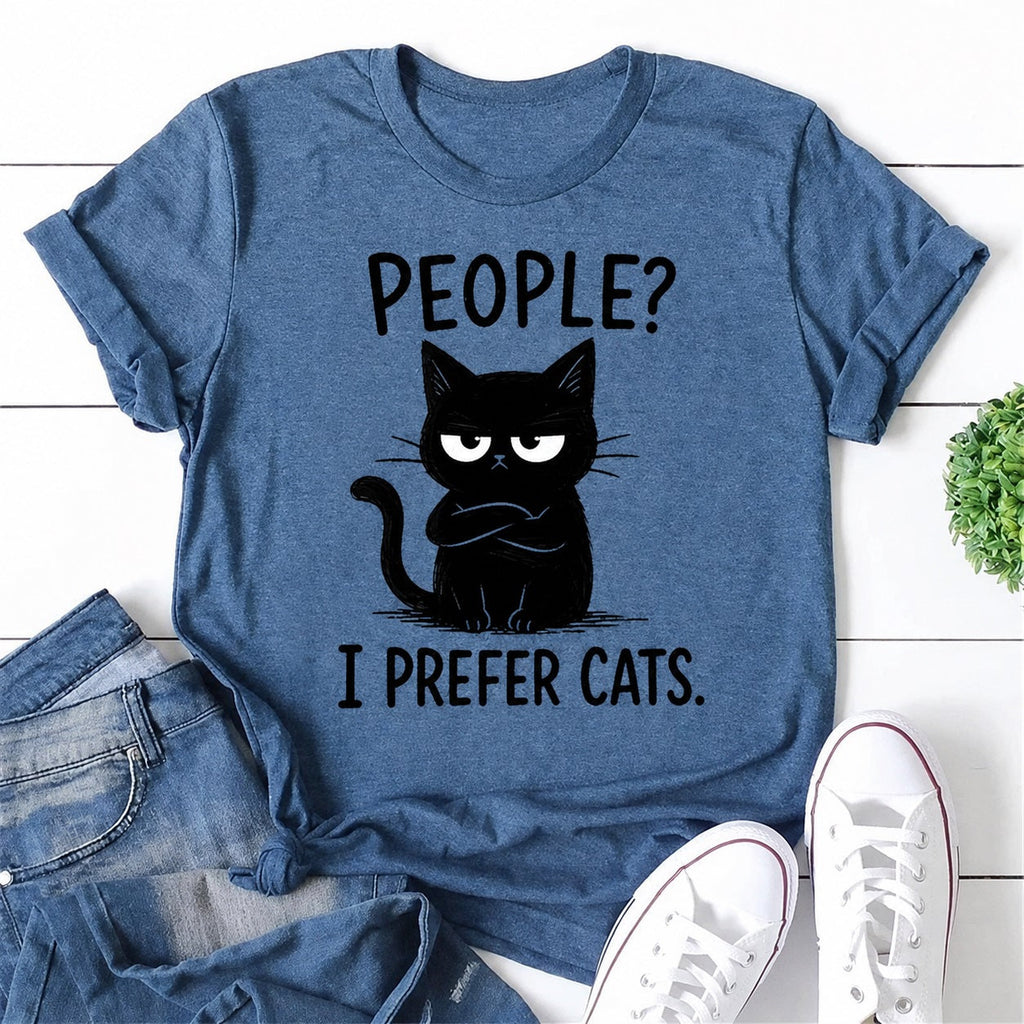 People? I Prefer Cats Cat Print Women Slogan - Adult & Kids T-Shirts, Sweatshirts & Hoodies apparel design preview 1
