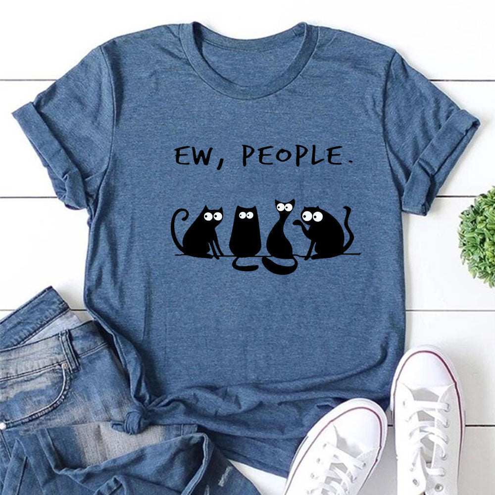 Ew People Cat Cartoon Print Cotton - Adult & Kids T-Shirts, Sweatshirts & Hoodies apparel design preview 1