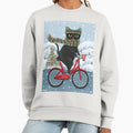 Black Cat Christmas Bicycle Ride - Adult & Kids T-Shirts, Sweatshirts & Hoodies apparel design preview 1