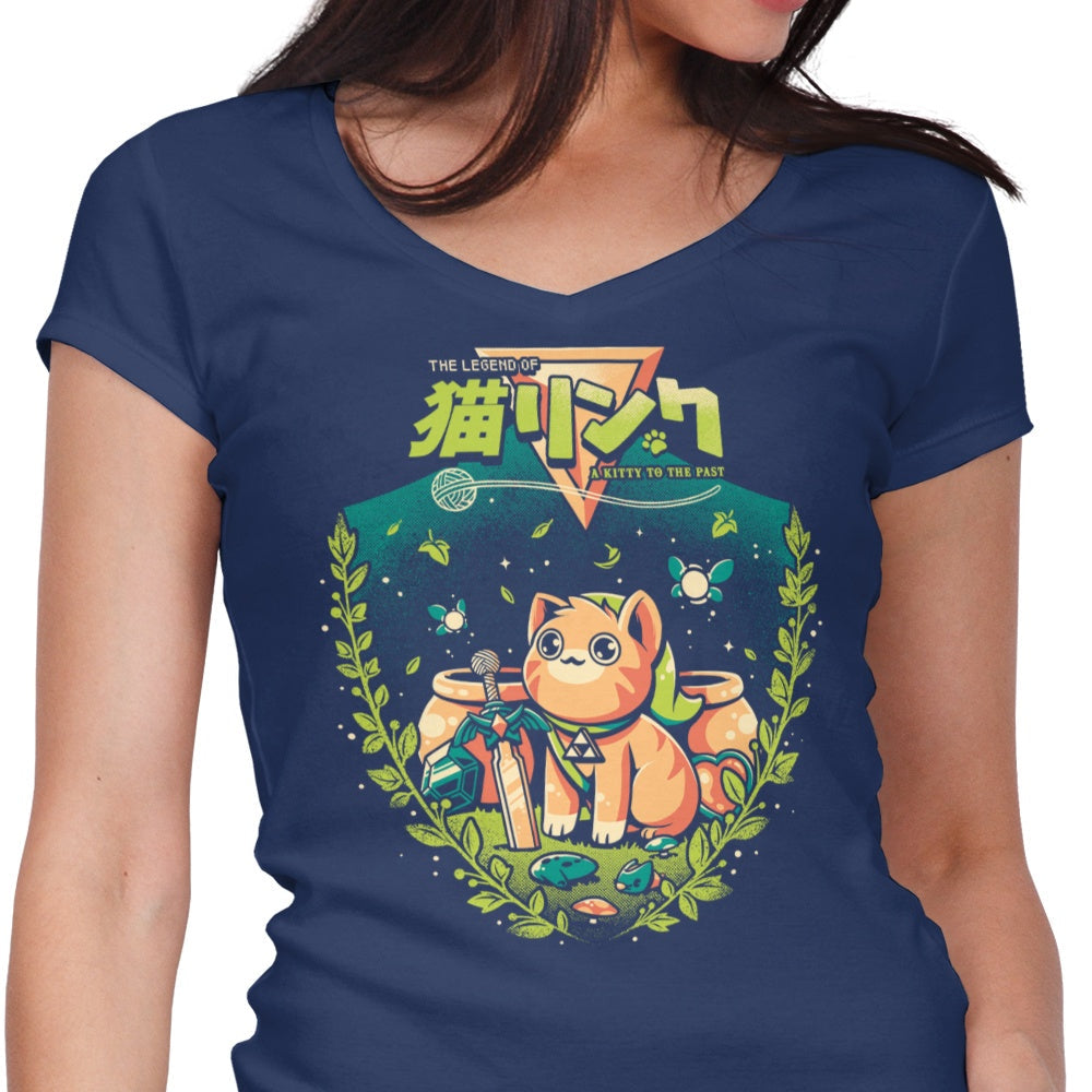 A Cat to the Past Women's V-Neck - Adult & Kids T-Shirts, Sweatshirts & Hoodies apparel design preview 1