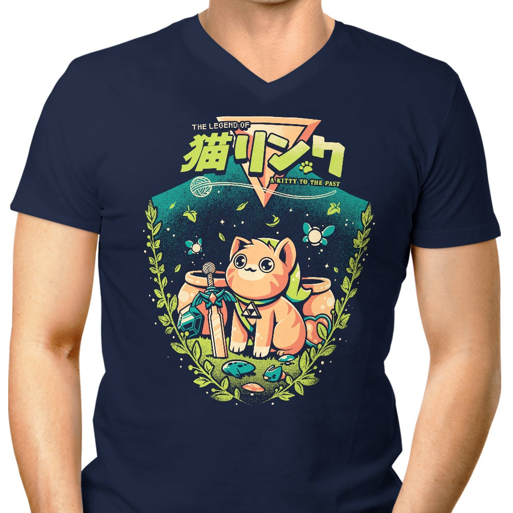 A Cat to the Past Men's V-Neck - Adult & Kids T-Shirts, Sweatshirts & Hoodies apparel design preview 1