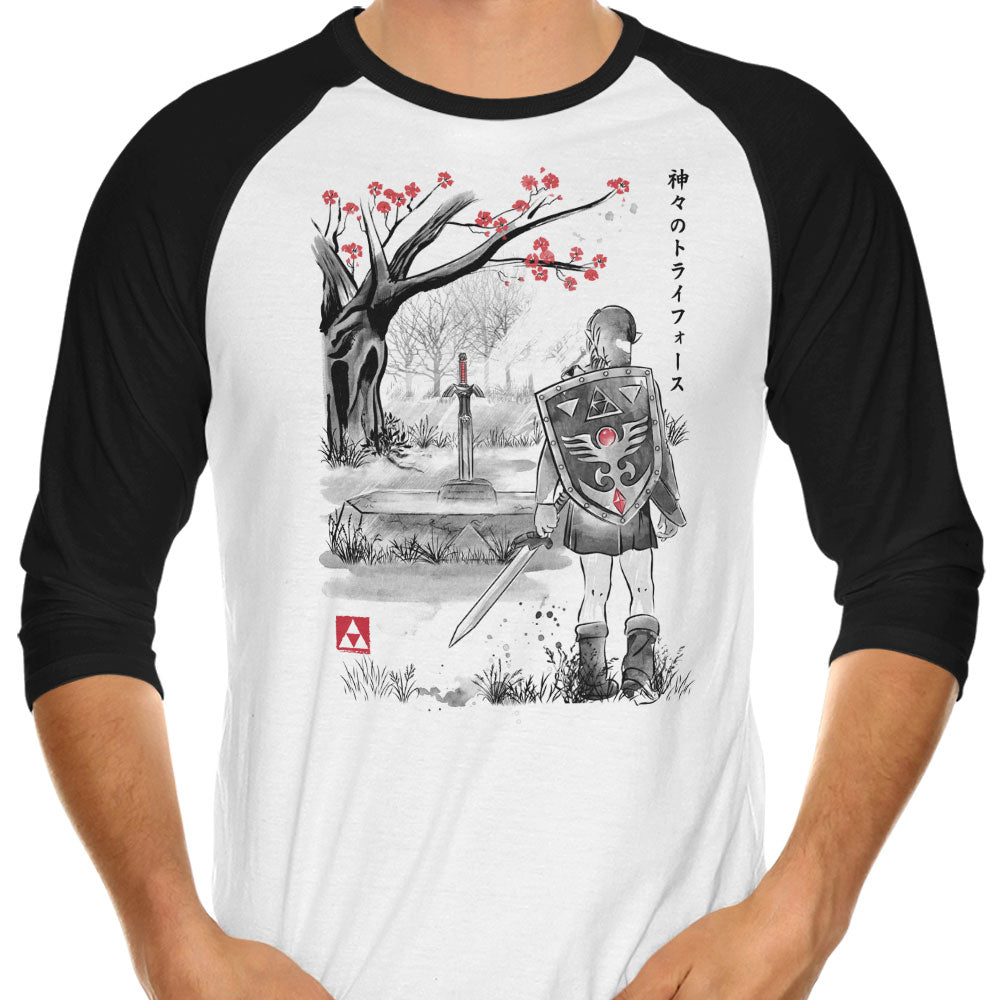 A Link to the Sumi-e 3/4 Sleeve Raglan - Adult & Kids T-Shirts, Sweatshirts & Hoodies apparel design preview 1