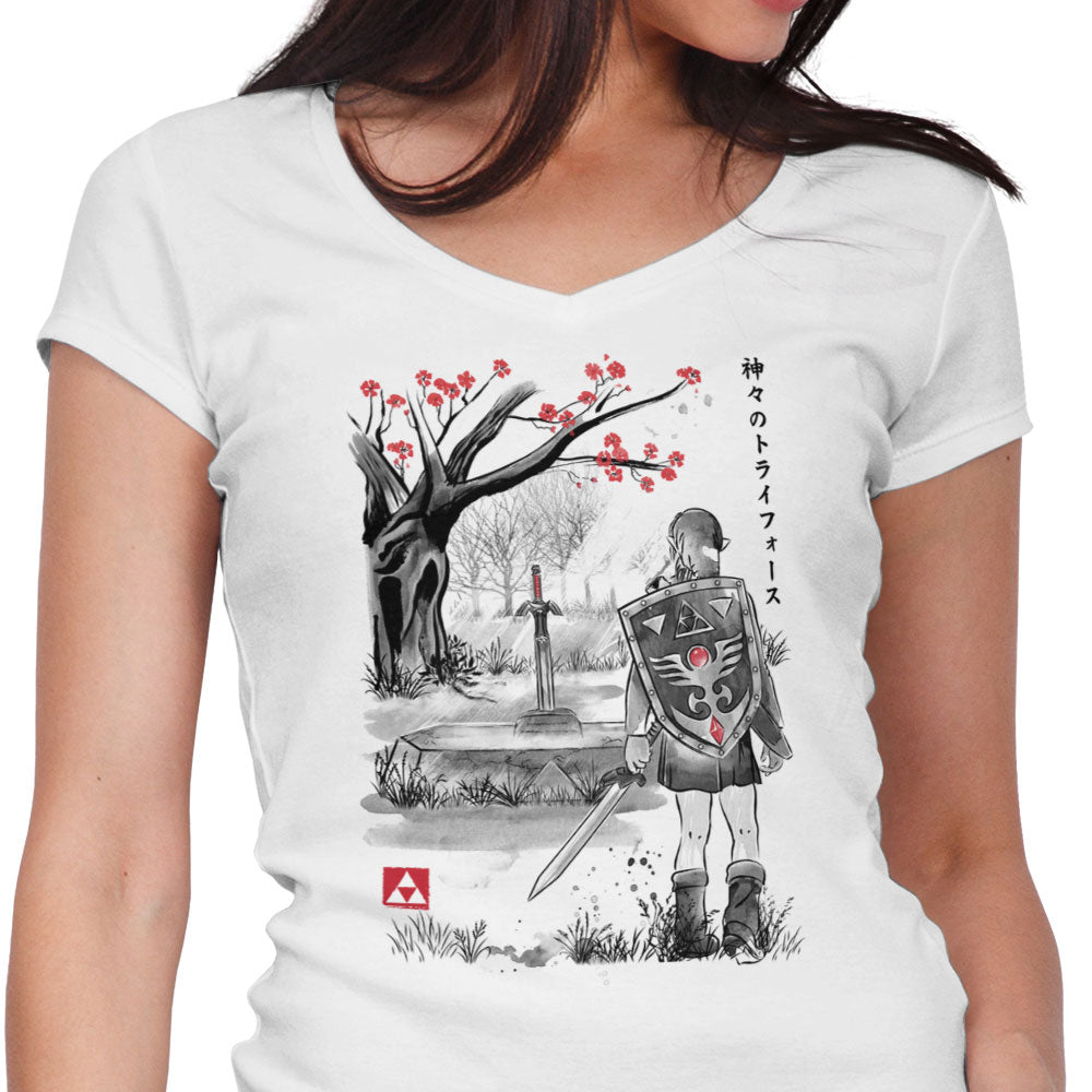 A Link to the Sumi-e Women's V-Neck - Adult & Kids T-Shirts, Sweatshirts & Hoodies apparel design preview 1