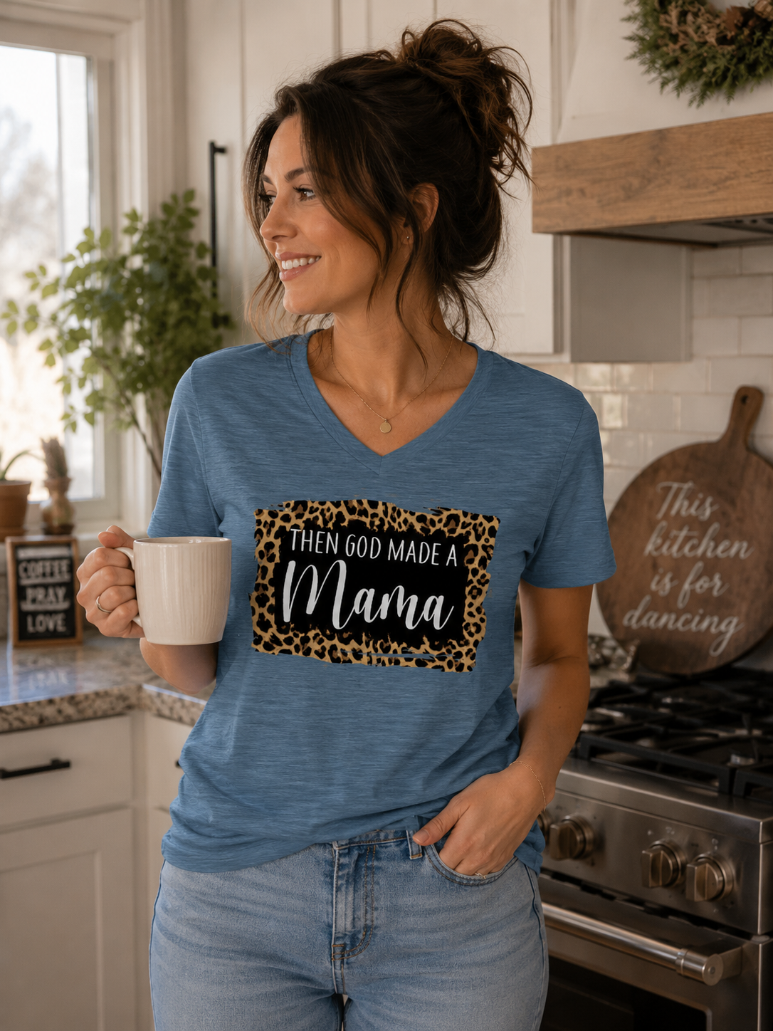 Sassy Frass God Made A Mama Canvas V-neck - Adult & Kids T-Shirts, Sweatshirts & Hoodies apparel design preview 1