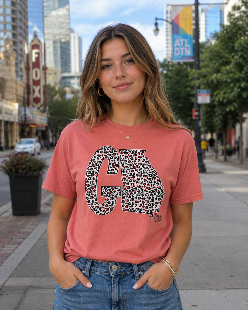 SALE Sassy Frass Georgia Leopard State Canvas Bright - Adult & Kids T-Shirts, Sweatshirts & Hoodies apparel design preview 1